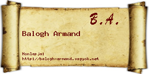 Balogh Armand névjegykártya